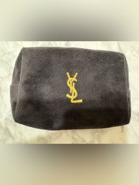 Yves Saint Laurent Black Cosmetic Case with Gold YSL Monogram